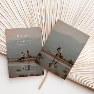 Moderne, stijlvolle minimalistische 2-fotobruiloft kaart