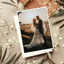 Moderne stijlvolle minimalistische foto bruiloft kaart