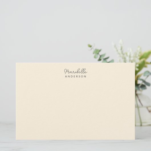 Moderne stijlvolle minimalistische monogram naam briefpapier (Staand voorkant)