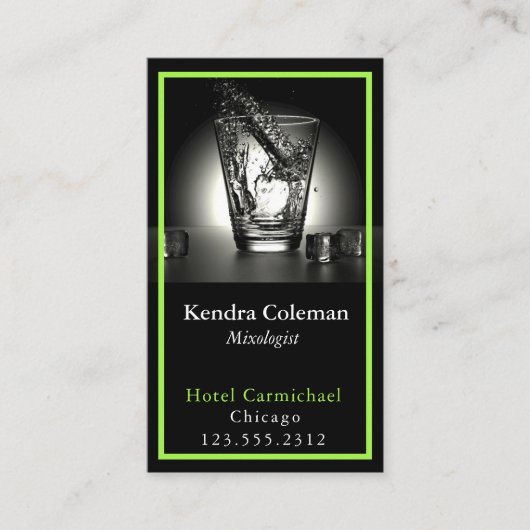 Moderne, stijlvolle Mixoloog aangepaste QR-code -  Visitekaartje (Voorkant)