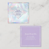 Moderne stijlvolle moderne holografische pastel vierkante visitekaartje (Voorkant / Achterkant)