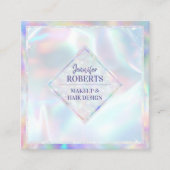 Moderne stijlvolle moderne holografische pastel vierkante visitekaartje (Voorkant)