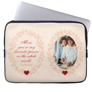 Moderne, stijlvolle Moederdag rode hoofdfoto van s Laptop Sleeve