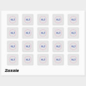 Moderne stijlvolle monogram blauwe initiaal letter vierkante sticker (Vel)