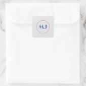 Moderne stijlvolle monogram blauwe initiaal letter vierkante sticker (Tas)