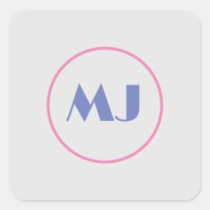 Moderne stijlvolle monogram blauwe initiaal letter vierkante sticker