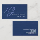 Moderne stijlvolle monogram blauwe textuur Hairdre Visitekaartje (Voorkant / Achterkant)