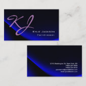 Moderne stijlvolle monogram blauwe trendy kapper visitekaartje (Voorkant / Achterkant)