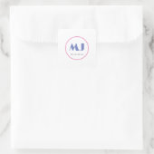 Moderne stijlvolle monogram blauwe witte kapper vierkante sticker (Tas)