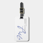 Moderne, stijlvolle monogram Blue White Hairdresse Bagagelabel (Voorkant verticaal)