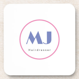 Moderne, stijlvolle monogram Blue White Hairdresse Bier Onderzetter