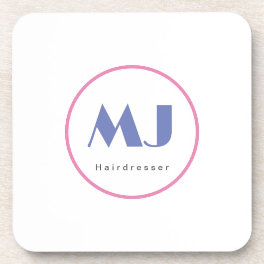 Moderne, stijlvolle monogram Blue White Hairdresse Bier Onderzetter (Voorkant)