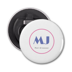 Moderne, stijlvolle monogram Blue White Hairdresse Button Flesopener