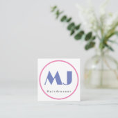 Moderne, stijlvolle monogram Blue White Hairdresse Informatiekaartje (Staand voorkant)