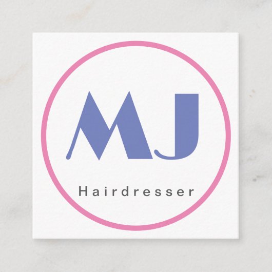 Moderne, stijlvolle monogram Blue White Hairdresse Informatiekaartje (Voorkant)