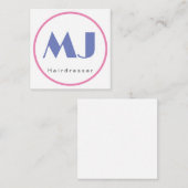 Moderne, stijlvolle monogram Blue White Hairdresse Informatiekaartje (Voorkant / Achterkant)