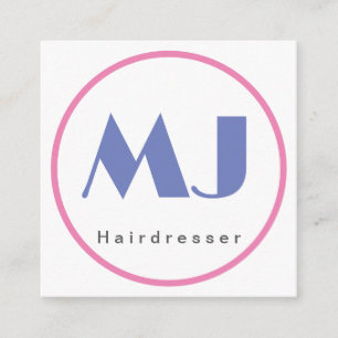 Moderne, stijlvolle monogram Blue White Hairdresse Informatiekaartje