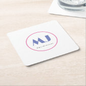 Moderne, stijlvolle monogram Blue White Hairdresse Kartonnen Onderzetters (Schuin)