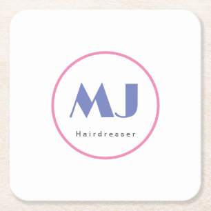 Moderne, stijlvolle monogram Blue White Hairdresse Kartonnen Onderzetters