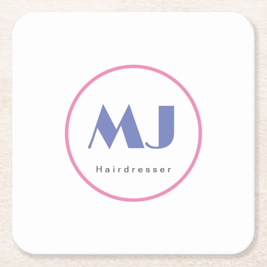 Moderne, stijlvolle monogram Blue White Hairdresse Kartonnen Onderzetters (Voorkant)