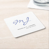 Moderne, stijlvolle monogram Blue White Hairdresse Kartonnen Onderzetters (Schuin)