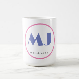 Moderne, stijlvolle monogram Blue White Hairdresse Koffiemok