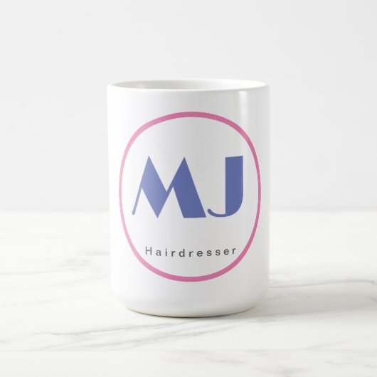 Moderne, stijlvolle monogram Blue White Hairdresse Koffiemok (Center)