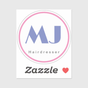 Moderne, stijlvolle monogram Blue White Hairdresse Sticker