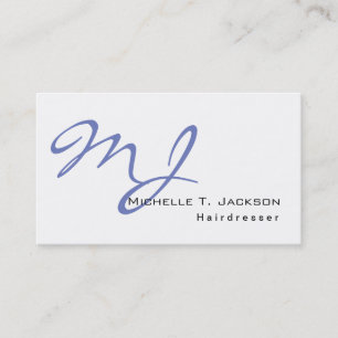 Moderne, stijlvolle monogram Blue White Hairdresse Visitekaartje