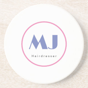 Moderne, stijlvolle monogram Blue White Hairdresse Zandsteen Onderzetter