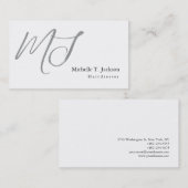 Moderne Stijlvolle Monogram Grijs Wit Kapsalon Visitekaartje (Voorkant / Achterkant)
