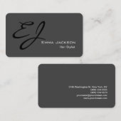 Moderne stijlvolle monogram grijze haarlijst visitekaartje (Voorkant / Achterkant)