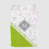 Moderne, stijlvolle monogram groene grijze marmer golfhanddoek (Voorkant)