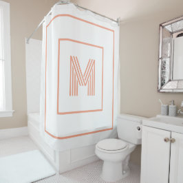 Moderne stijlvolle Monogram initiaal wit perzik Douchegordijn