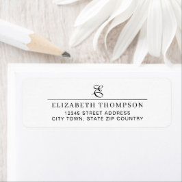 Moderne stijlvolle monogram naam adres etiket