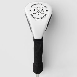 Moderne Stijlvolle Monogram & Naam Gepersonaliseer Golfheadcover