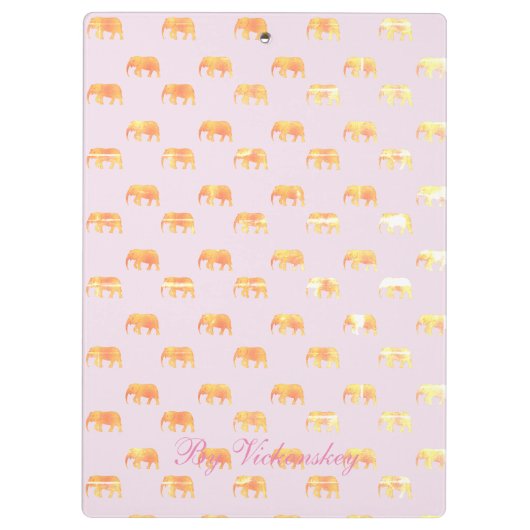 Moderne, stijlvolle monogram patronen Elephants Go Klembord (Achterkant)