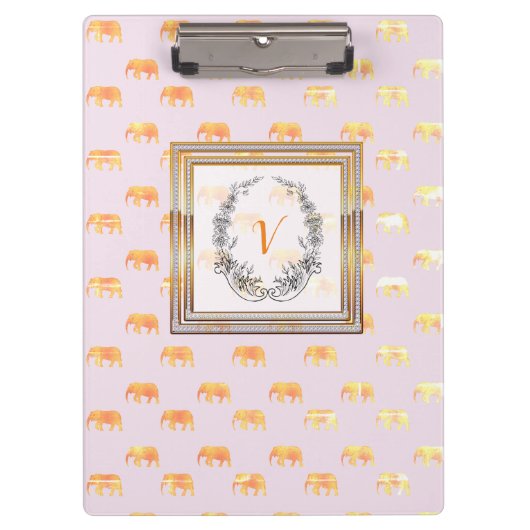 Moderne, stijlvolle monogram patronen Elephants Go Klembord (Voorkant)