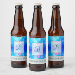 Moderne stijlvolle monogram patronen | Sneeuwfeest Bier Etiket