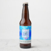 Moderne stijlvolle monogram patronen | Sneeuwfeest Bier Etiket (Voorkant)