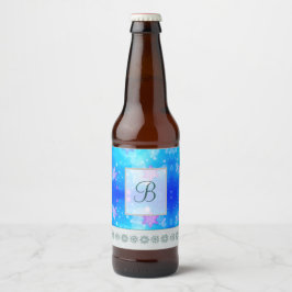 Moderne stijlvolle monogram patronen | Sneeuwfeest Bier Etiket
