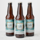 Moderne stijlvolle monogram patronen | Sneeuwfeest Bier Etiket (Flessen)