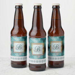 Moderne stijlvolle monogram patronen | Sneeuwfeest Bier Etiket