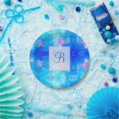 Moderne stijlvolle monogram patronen | Sneeuwfeest Papieren Bordje (Feest)