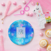 Moderne stijlvolle monogram patronen | Sneeuwfeest Papieren Bordje (Feest)