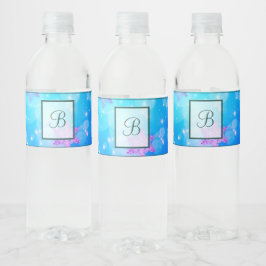 Moderne stijlvolle monogram patronen | Sneeuwfeest Waterfles Etiket