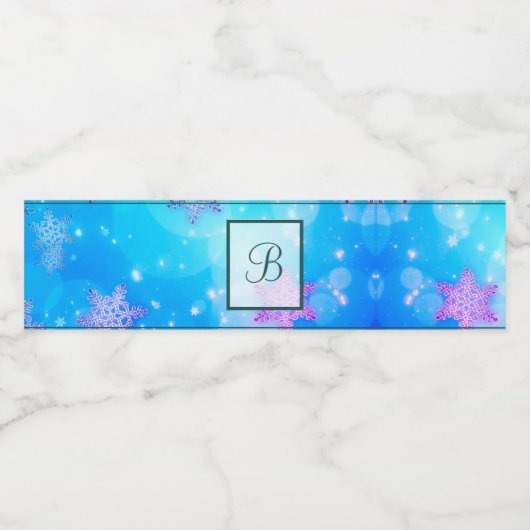 Moderne stijlvolle monogram patronen | Sneeuwfeest Waterfles Etiket (Enkel label)