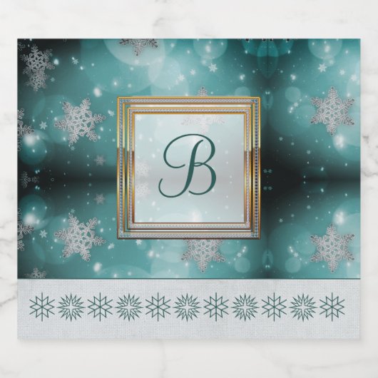 Moderne stijlvolle monogram patronen | Sneeuwparti Bier Etiket (Enkel label)