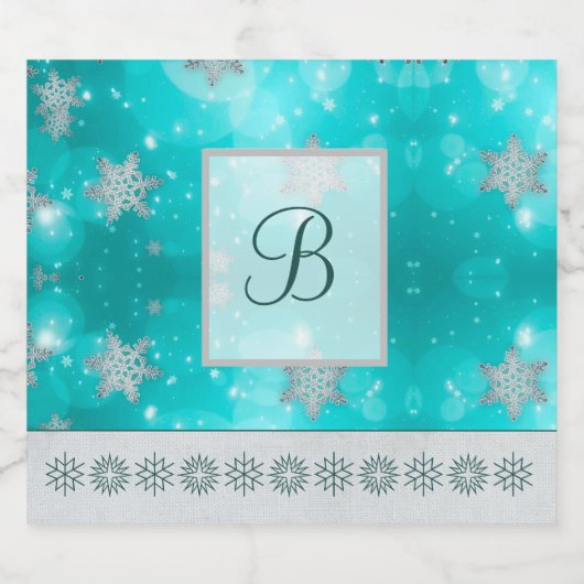 Moderne stijlvolle monogram patronen | Sneeuwparti Likeurfles Etiket (Enkel label)