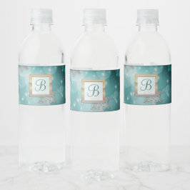Moderne stijlvolle monogram patronen | Sneeuwparti Waterfles Etiket